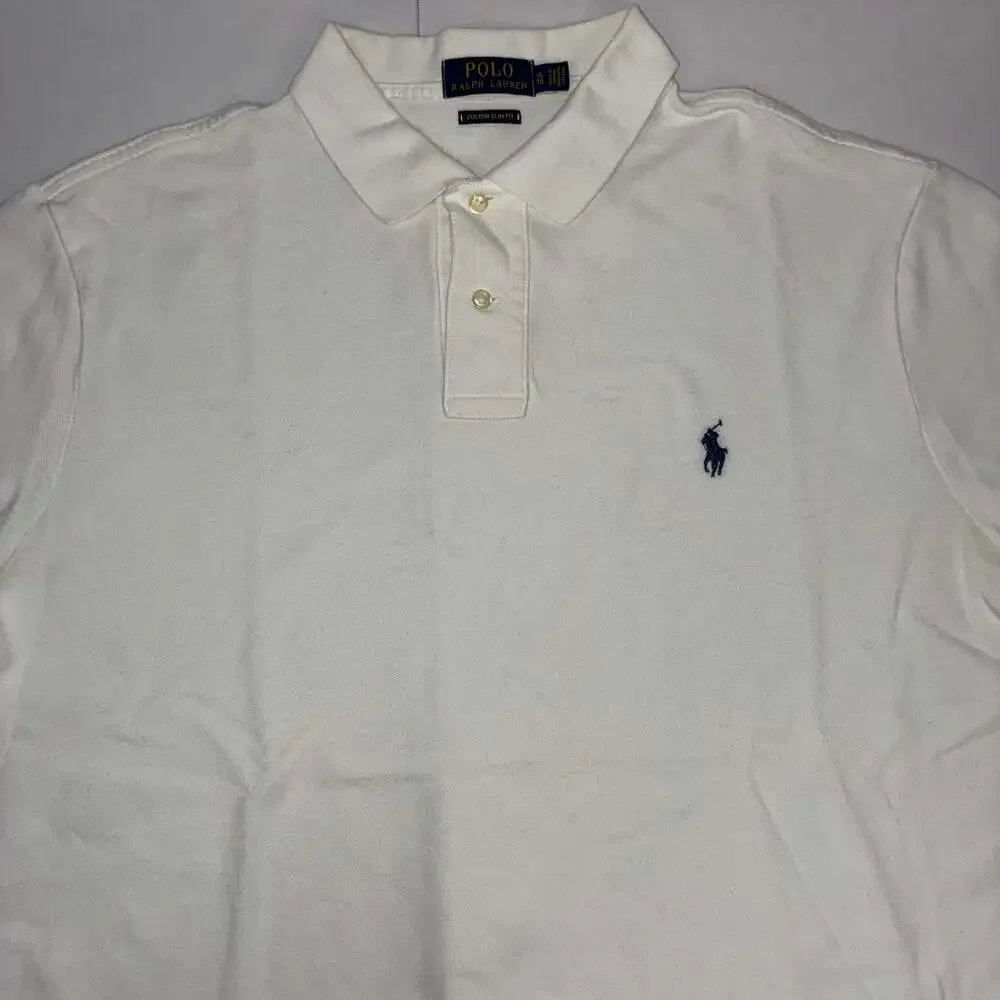 Polo Ralph Lauren Men's White Custom Slim Fit Short Sleeve Polo Shirt XL